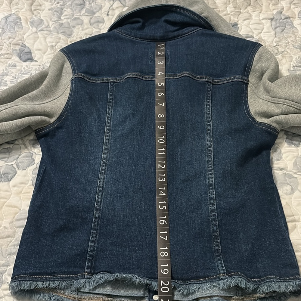 Susan Graver Stretch Denim Frayed Hem & French Terry Jean Jacket - Picture 16 of 16